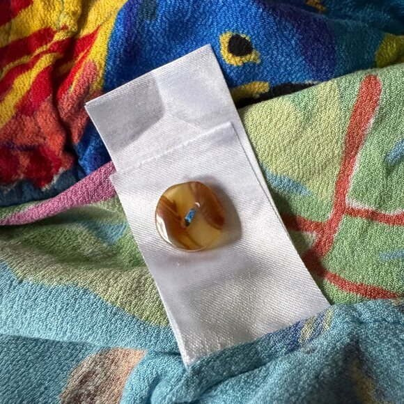 Farm Rio M Sunny Day Unisex Button Shirt Parrot Macaw Bird Blue Tropical Womens - Picture 9 of 9